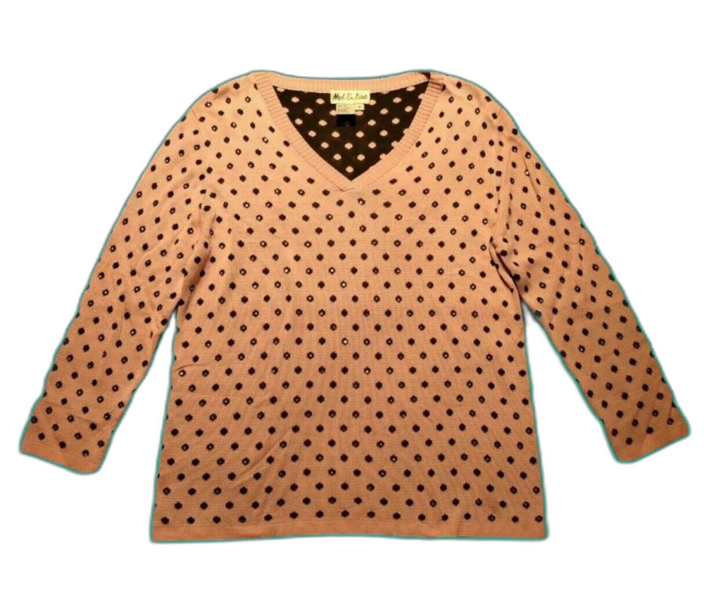 Mel & Lisa Women Top Long Sleeve Pink Polka Dot Rhinestone Size M Barbiecore